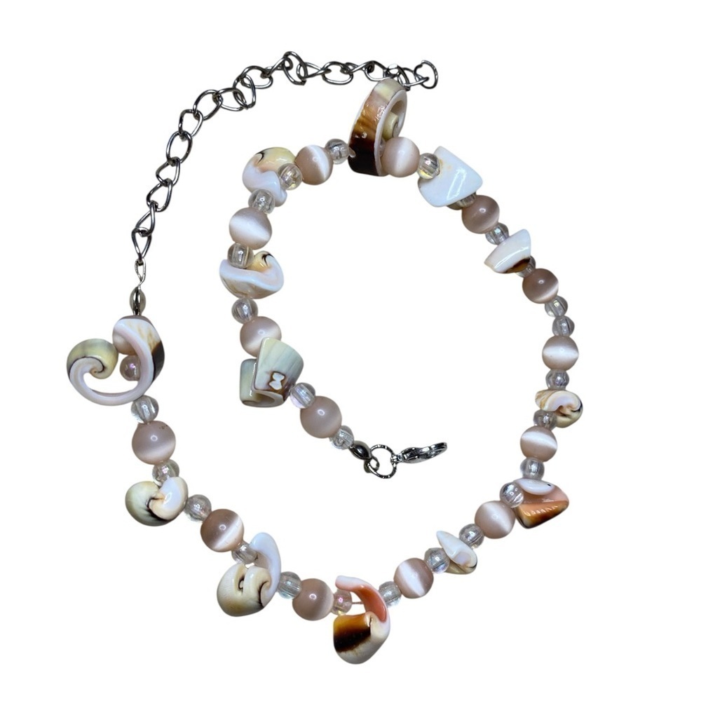 BROKEN SHELL Anklet Beads Beach/Boho Vibes Vintage Natural Colors MAX 13-1/2”